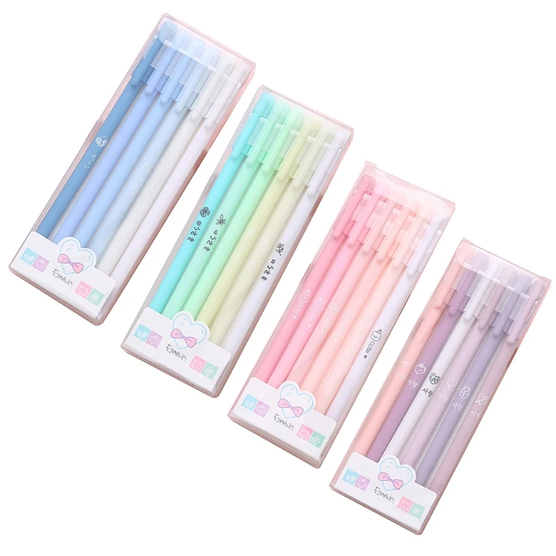 2024 New 6 Pack Macaron Color Gel Ink Pens Black Ink Cute Pen 0.5mm Fine Point for Writing Journaling Taking Note School