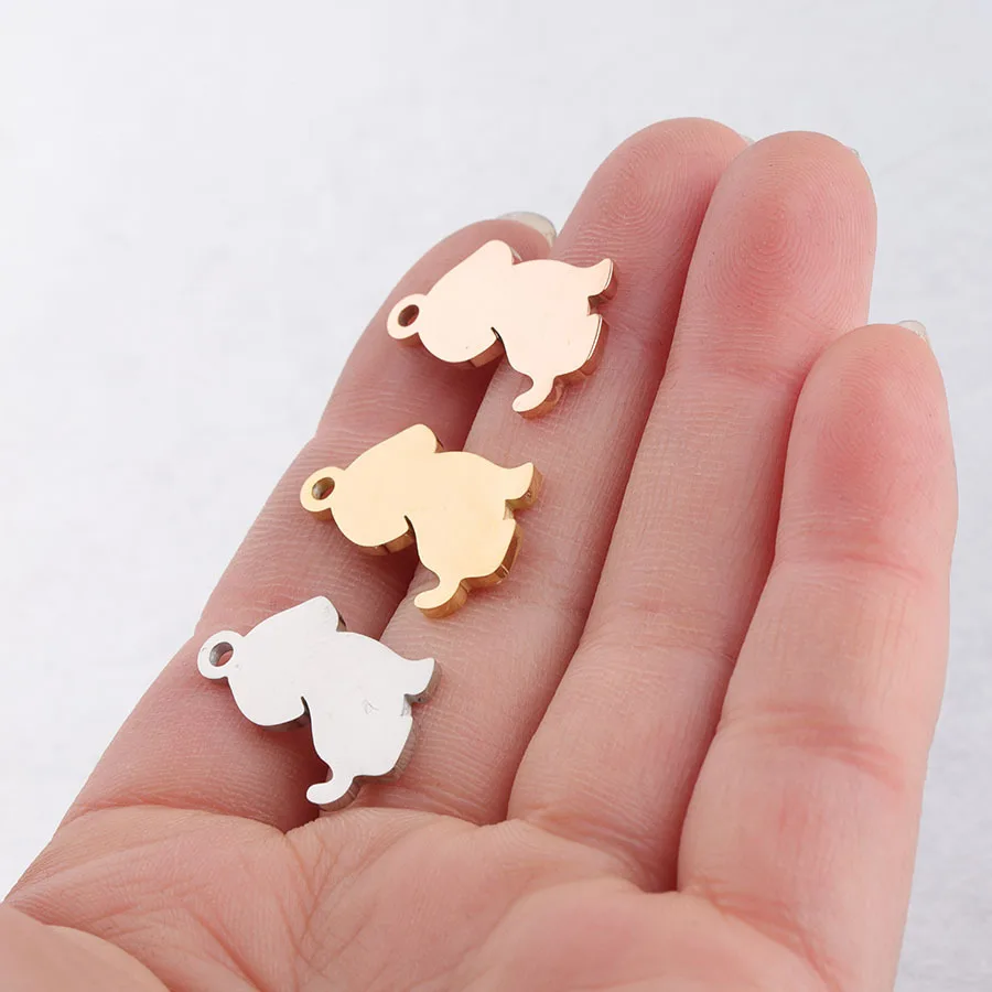 

Necklace/bracelet DIY Women Handmade Jewelry making 20pcs 12*21mm Mirror Polish Blank Dog Shape Charm Stainless Steel pendant