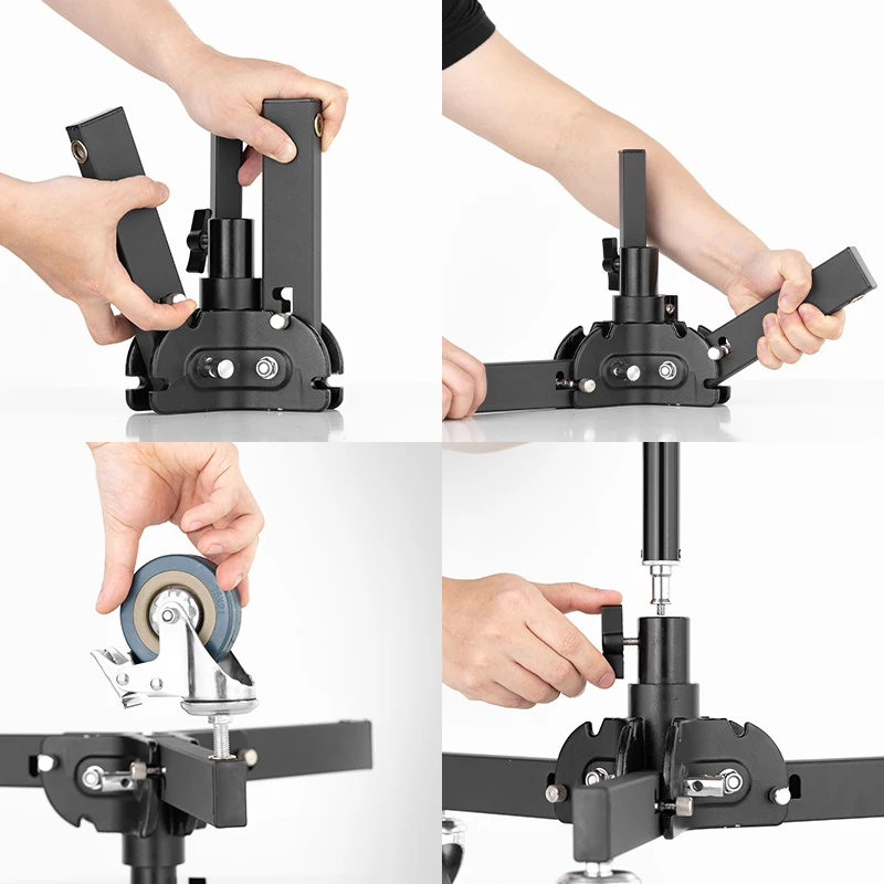 AMBITFUL 61-81cm Profession Removable Very Sturdy Folding Floor Light Stand and Wheels for Studio Flash LED Light