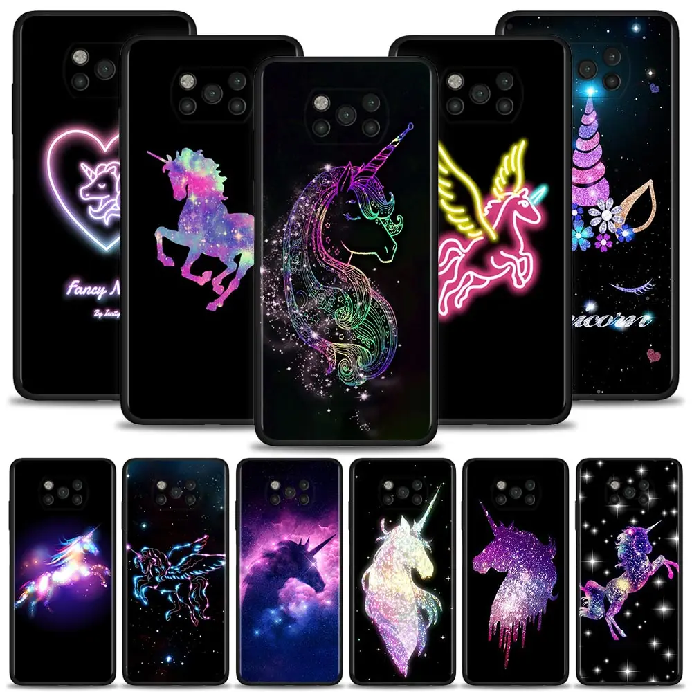 Чехол для Xiaomi Poco X3 NFC PRO F3 GT M4 M3 Pro 4G/5G Mi 11T 10T 5G 11 Note 10 Lite Civi Bling Rainbow Horse с принтом |