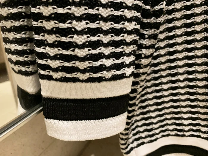 Ladies sexy striped V-neck bag hip dress autumn winter quality long-sleeved party queen exquisite slim knit dress