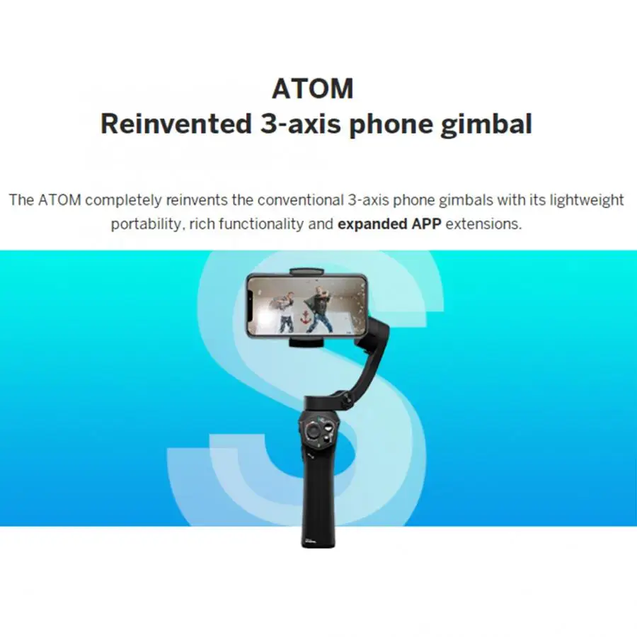Snoppa Atom 3-Axis Складной Карманный ручной шарнирный стабилизатор для камеры для iPhone смартфона GoPro и Беспроводной зарядки PK гладкой 4