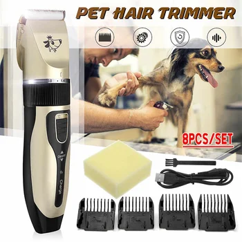 

12Pcs Professional Pet Dog Hair Trimmer Animal Grooming Clippers Cat Cutter Machine Shaver Electric Scissor Clipper 110-240V AC