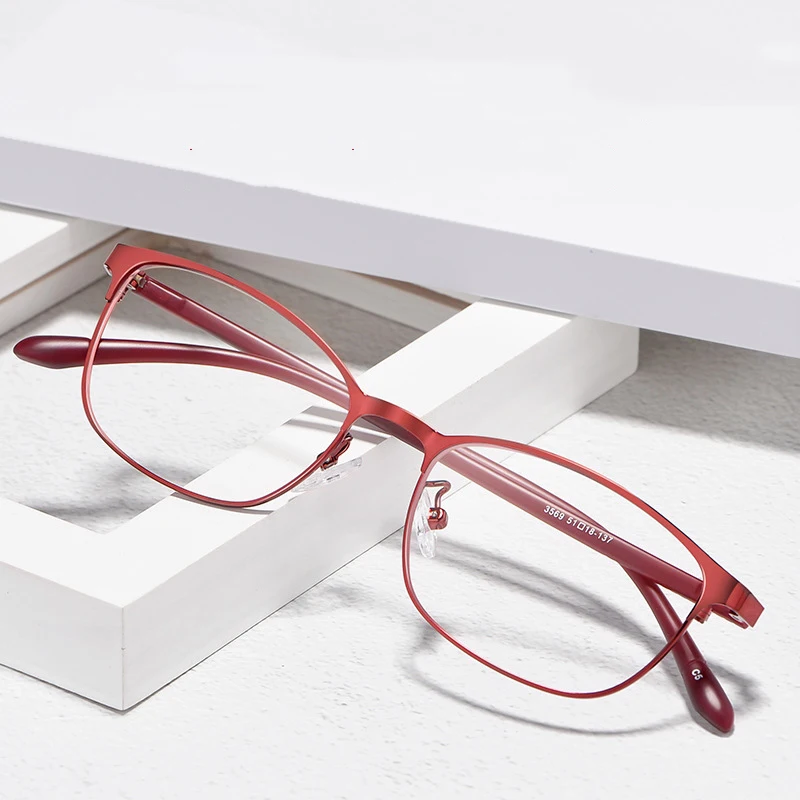Women Business Alloy Glasses Frame Full Rim Myopia Spectacle Frames Flexible TR Temples Hyperopia Optical Eyewear 3569 eyeglasses frames eyewear frames women glasses
