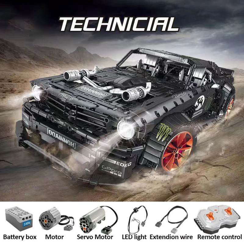 

2019 NEW 1965 Ford Mustang Hoonicorn Racing Car Technic MOC-22970 FIT 20102 Building Block Bricks Boys Kids Toys Christmas gifts