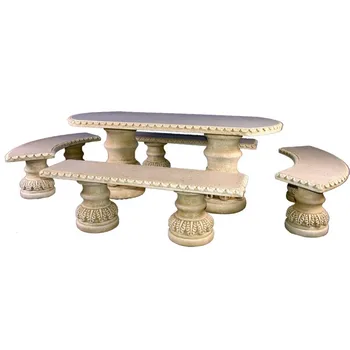 

Table set 178cm. Carla Dining Elongated and Benches for garden or outdoor concrete-Polished stone