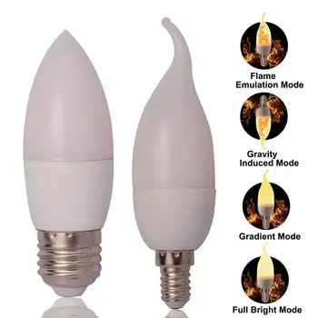 

3W E27 RGB Flame Bulb LED Candle Dynamic Flame Effect Fire Light Flickering Emulation Lighting Lamp For Bar Party Home Decor
