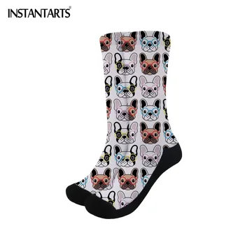 

INSTANTARTS Cartoon Cute Bulldog Socks Women Sport Cycling Bike Compression Socks Girls Breathable Running Socks Outdoor