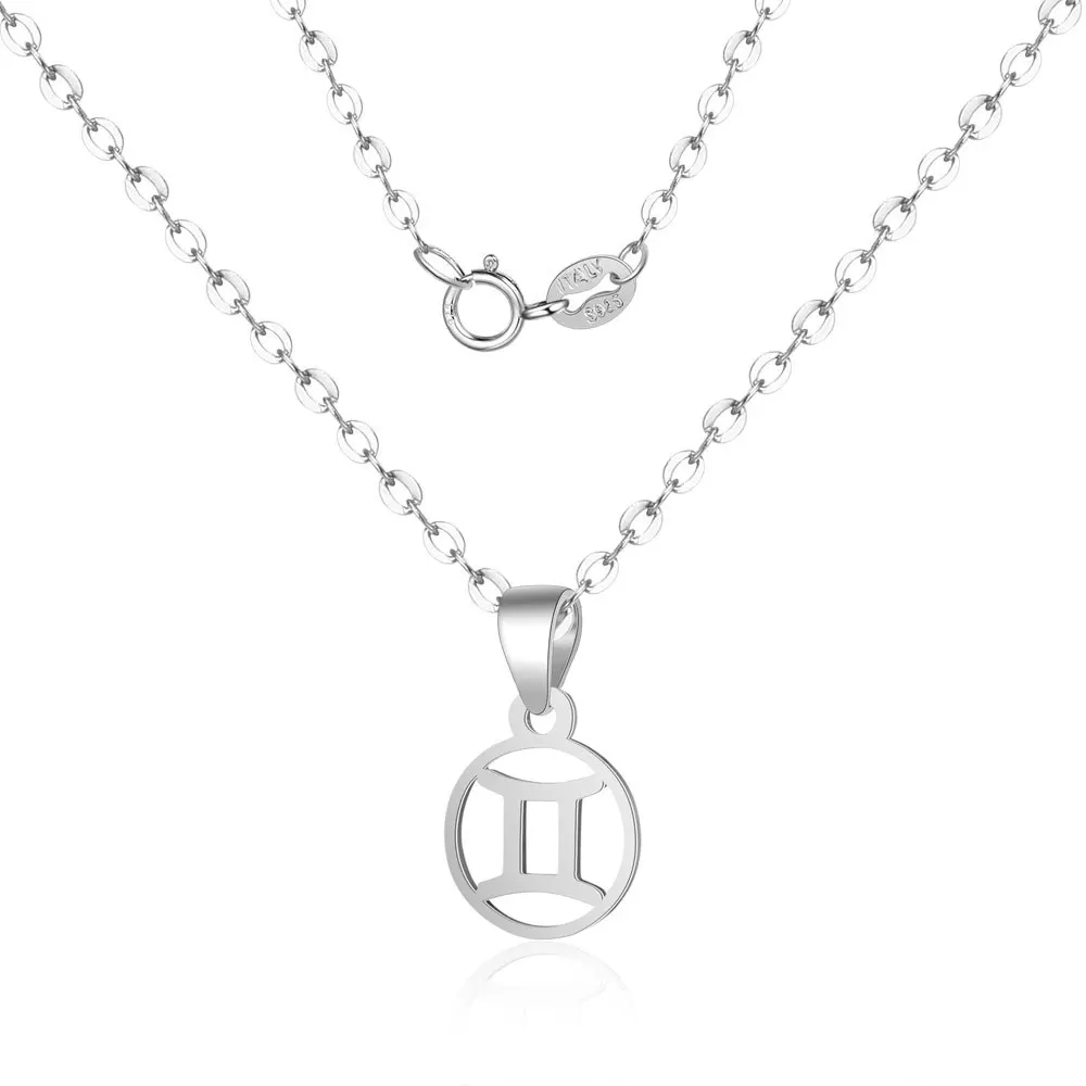 

SN40X5 S925 sterling silver twelve constellation pendant couple necklace