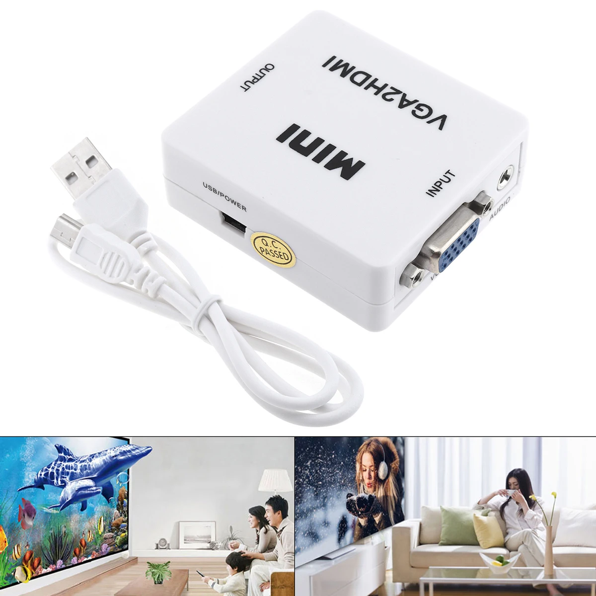 

HD VGA to HDMI-compatible Cable Converter With Video Audio Power 1080P HDMI To VGA Converter Adapter for Tablet Laptop PC TV