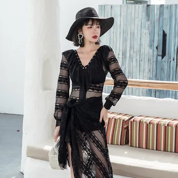 

Plus Size Women Sexy One Piece Swim Suits Bathing Suit Swimsuit Womens Wear New Female Lace Three Hot Solid Polyester Sierra