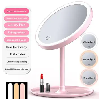 

LED Makeup Mirrors with Ring Light HD Vanity Mirrors Smart Touch Control Illuminated Stand Up Desk Table Mirror USB Charge