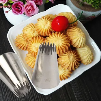 

#9FT Large Icing Piping Nozzles Russian Nozzles Pastry Tips Cookies Cake Decorating Tools Tips Cream Fondant Pastry Nozzles