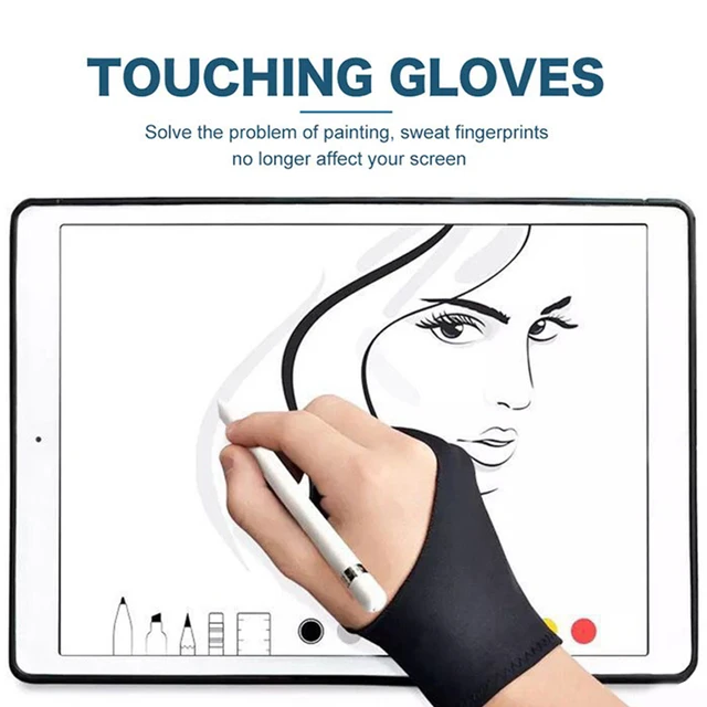 2-Finger Tablet Drawing Gloves Right And Left Hand Anti-Touch For iPad Pro  9.7 10.5