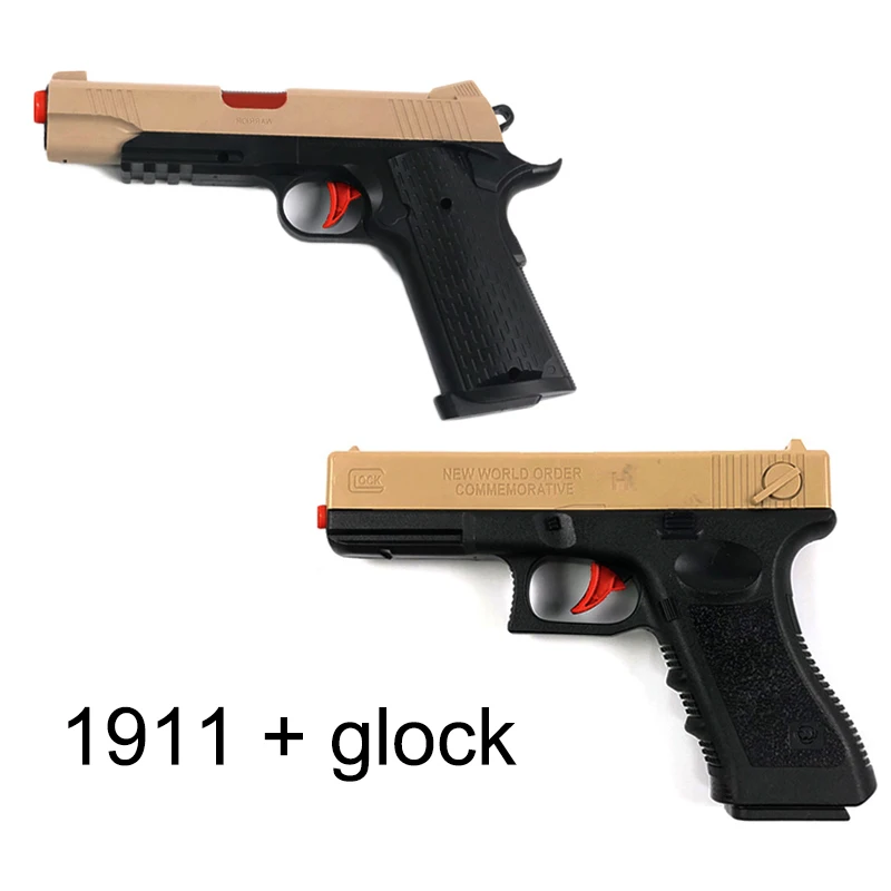 2 шт пластиковый гелевый шариковый пистолет Glock 17 1911 водяные пули игрушки для мальчиков пистолет оружие пистолет аксессуары пистолет кейс для игр на открытом воздухе подарки для детей - Цвет: 1911 with glock