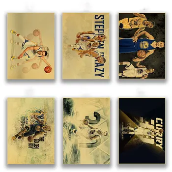 

Stephen Curry basketball star vintage poster of a vintage kraft paper bar decorative wall sticker classic paintings