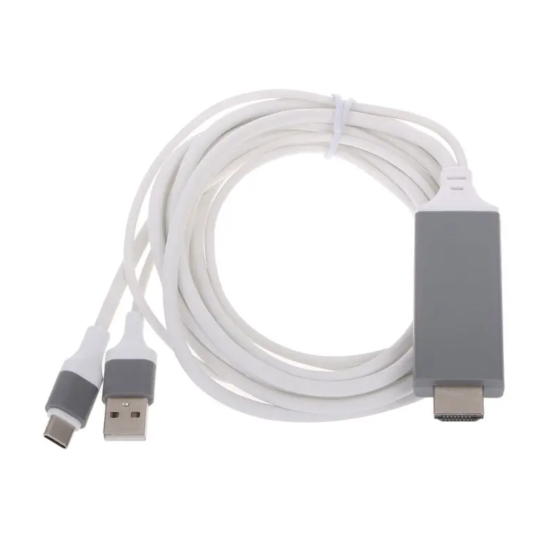 Белый USB 3,1 type C к HDMI кабель адаптер конвертер Ultra HD 1080P 4k зарядка HDTV Видео кабель для samsung S8 для Xiaomi MacBook - Цвет: Белый