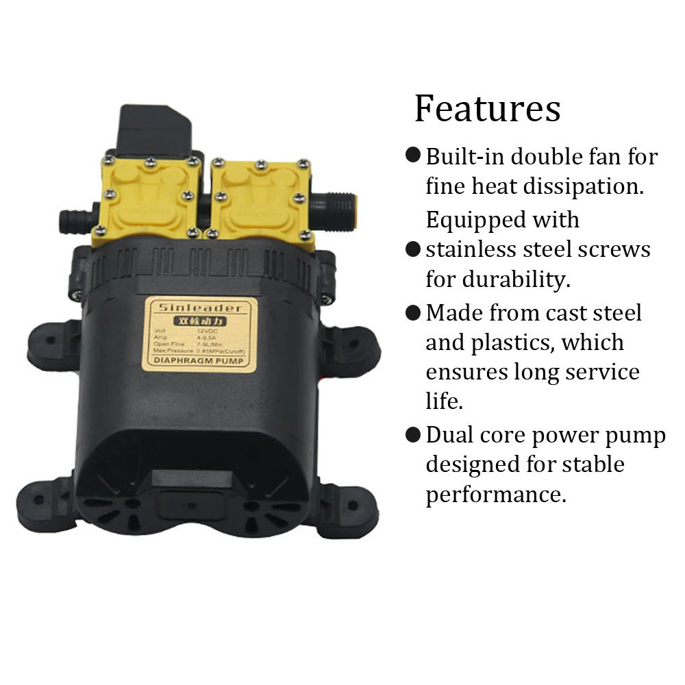 

Hot New 12V DC High Pressure Intelligent Agricultural Electric Water Pump Water Sprayer Stainless Steel Dual Core Power Plants