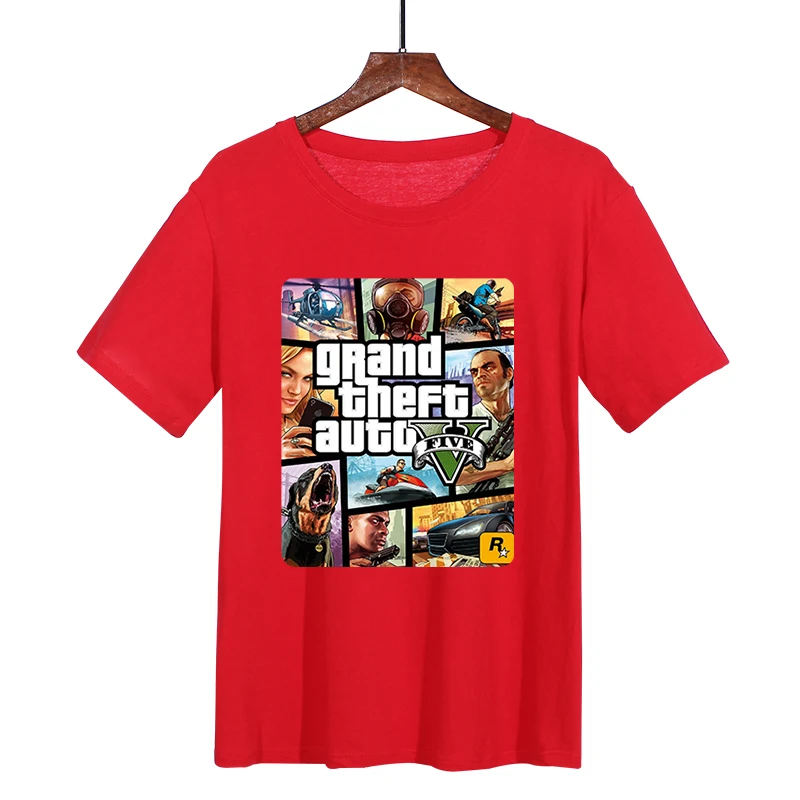 Grand Theft Auto 5 Футболка Мужская Уличная Длинная с GTA 5 Футболка мужская и женская футболка s летние топы с коротким рукавом футболки GTA5 - Цвет: Небесно-голубой