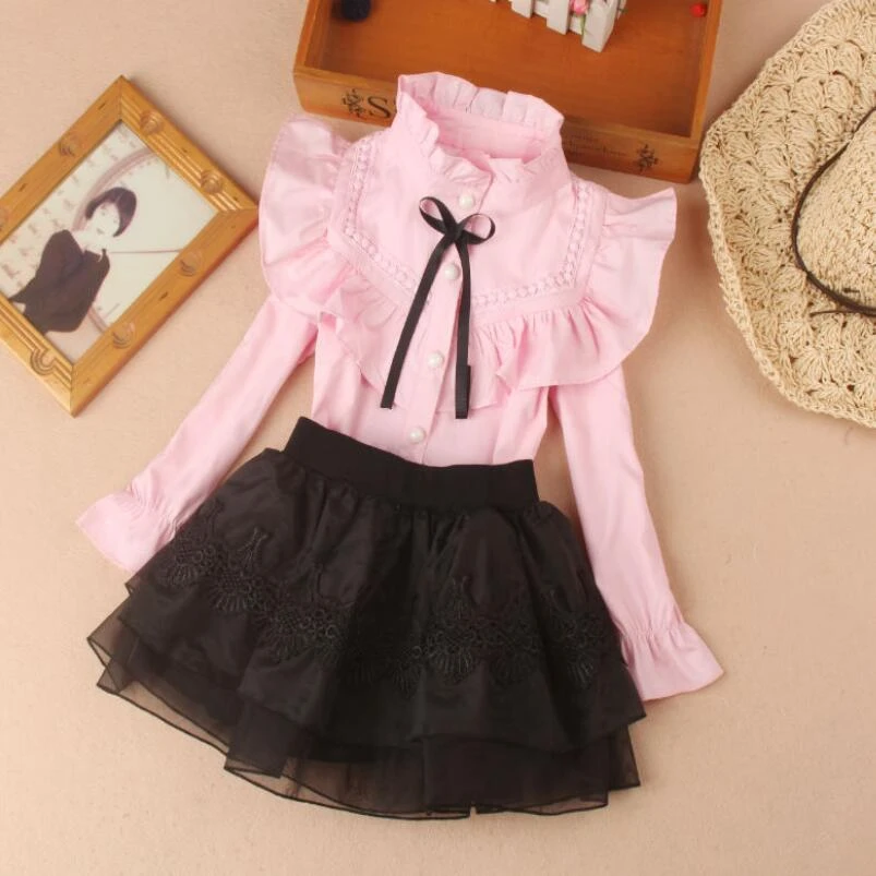 Blusas escolares de manga larga para niña, camisas para niño, ropa para niña grande, blusa blanca para niña 6, 8, 10 y 12 años, primavera y otoño| y - AliExpress