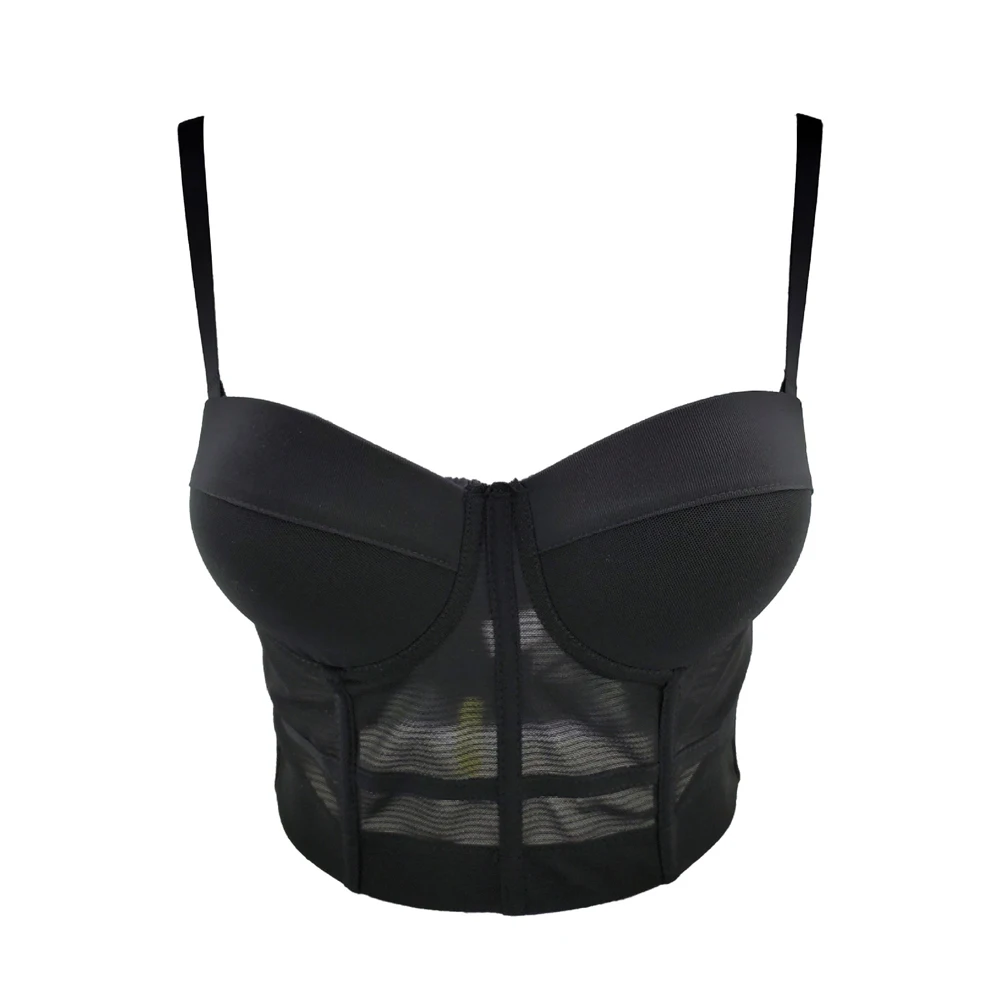 

Sexy Bustier Tops Bra Fashion Mesh Push Up Bralet Crop Top For Women 2020 Solid Summer Camis Plus Size Vest Sleeveless Blusas