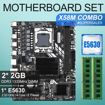 

X58 Desktop Motherboard LGA1366 Set Kit with Intel Xeon E5630 2.53GHz Processor and 4GB (2pcs*2GB) DDR3 1333mhz DIMM RAM Memory