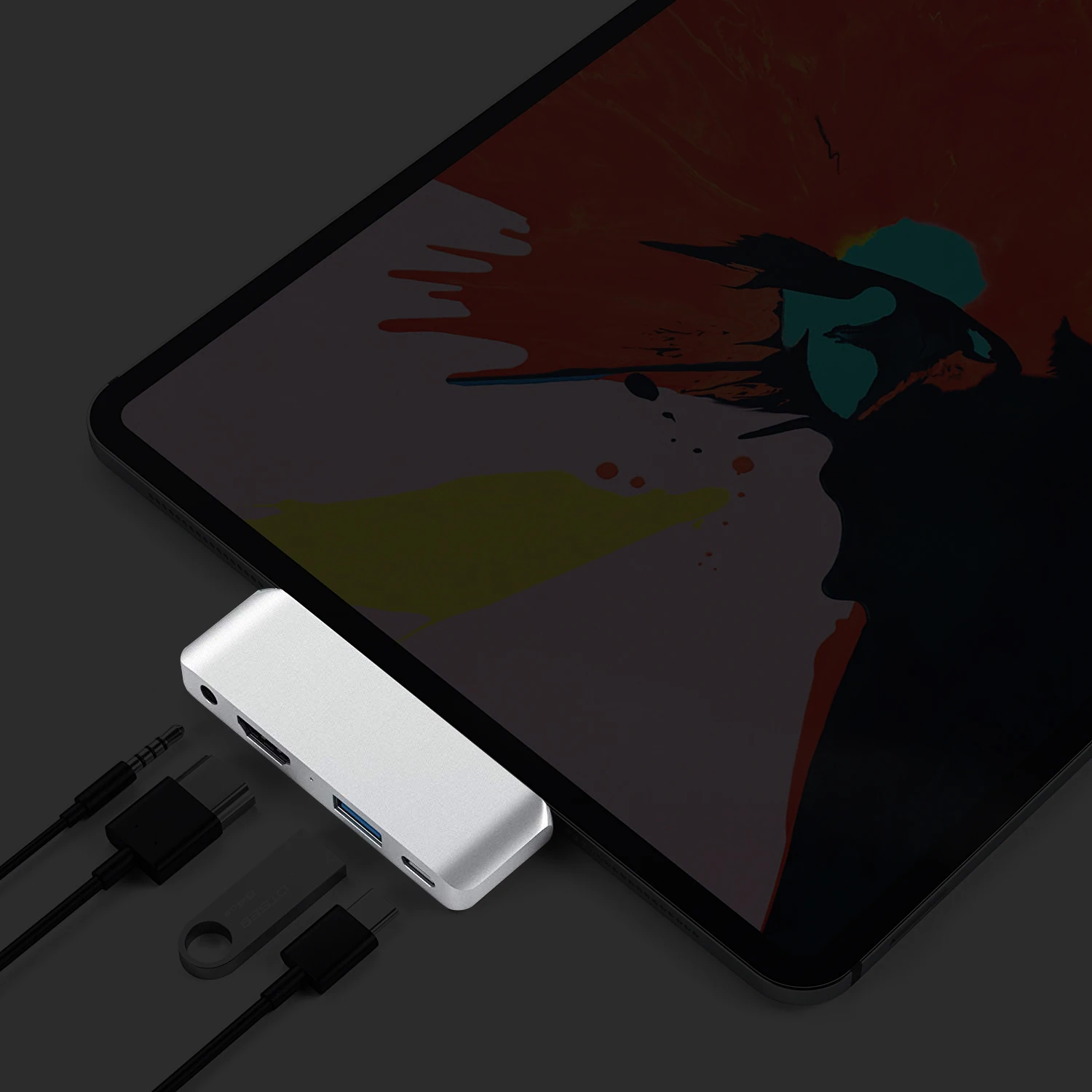 4 в 1 портативный USB-C концентратор многопортовый адаптер для 3,5 аудио разъем порт, usb type-A порт, 18 Вт USB-C зарядный порт