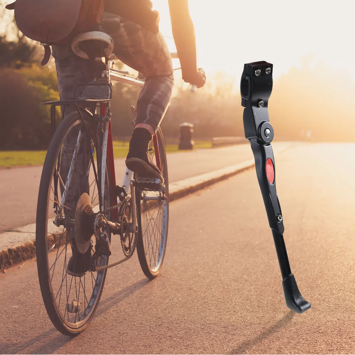 Black 1 Универсальный Регулируемый алюминиевый сплав MTB дорожный велосипед Сторона Kickstand Kick Stand - Цвет: Black 1
