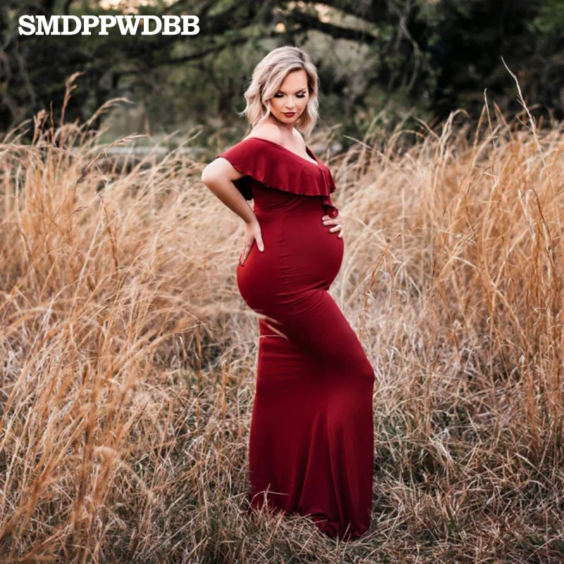 Red SMDPPWDBB Материнство фотографии реквизит материнства платье женское длинное платье с коротким рукавом платье русалки фотосессия - Цвет: Red