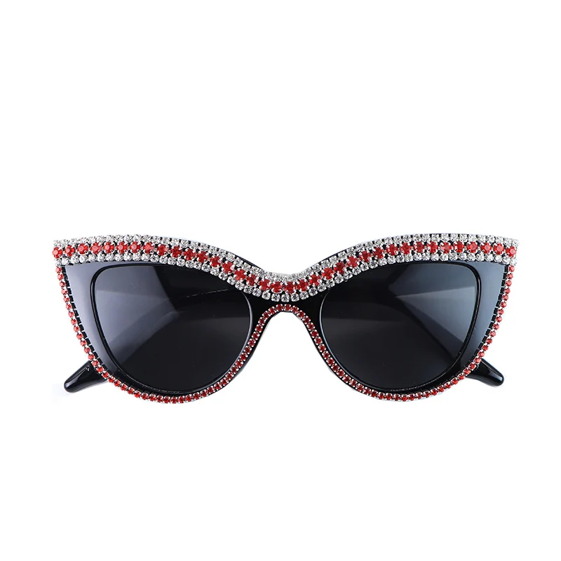009 Super Cateyes, винтажные, вдохновленные, модные, с высоким заостренным носком, кошачий глаз, солнцезащитные очки, стразы, блестящие, Кристальные, солнцезащитные очки «кошачий глаз» - Цвет линз: 009