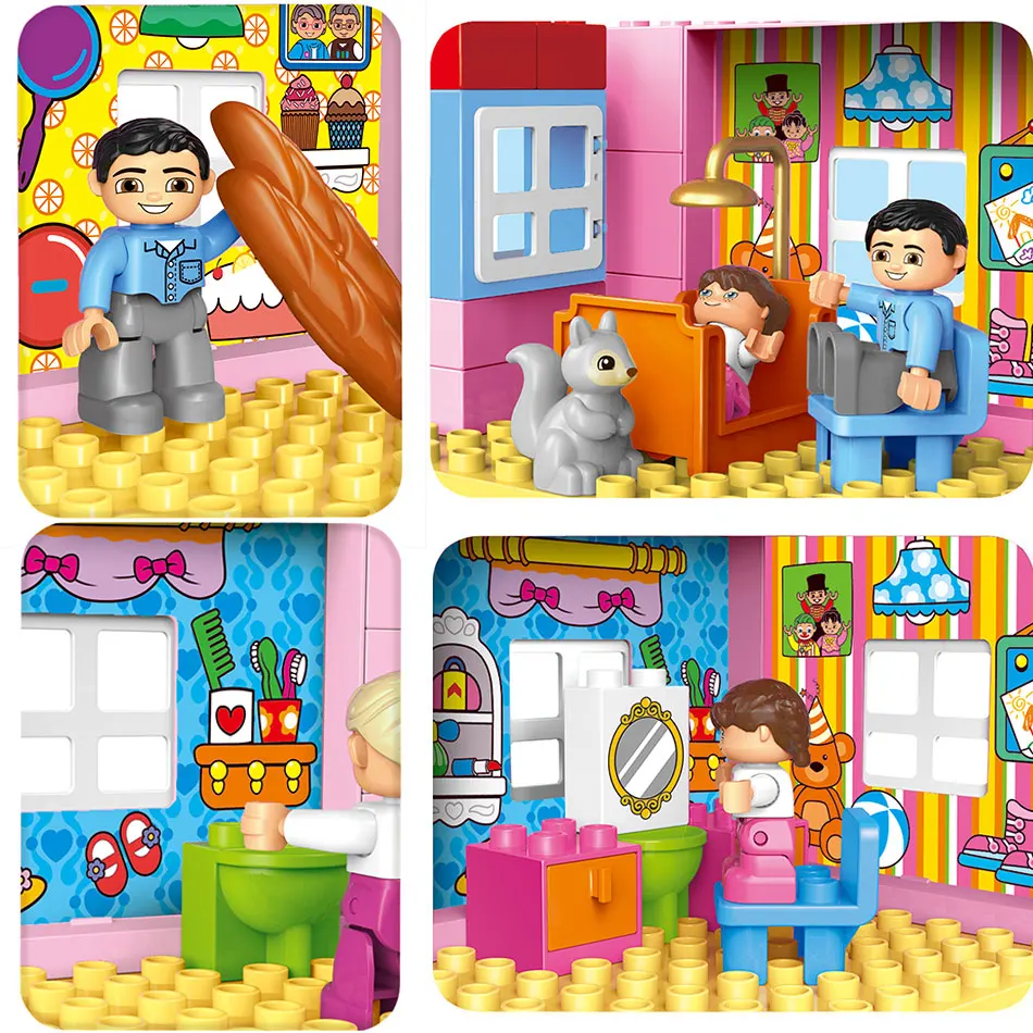 Duplos друзья розовый город девочка фигурка принцессы семейный дом Красочные Дети строительные блоки Развивающие игрушки для малышей в подарок на 10505