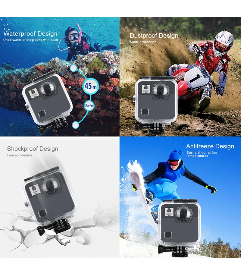 45 м водонепроницаемый чехол для GoPro Fusion экшн-камера защита под водой аксессуары