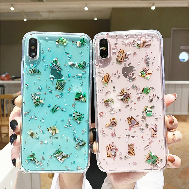 

SUYACS Glitter Sequins Phone Case For iPhone XR XS Max 6 6S 7 8 Plus X Silver Powder Soft Epoxy Full Body Phone Back Cover Gifts