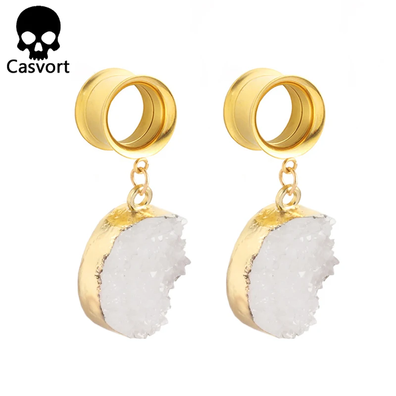 Casvort 2 шт. пирсинг Смолы Болтаются беруши и туннели ювелирные изделия для тела винт ушные датчики пара расширитель - Окраска металла: White