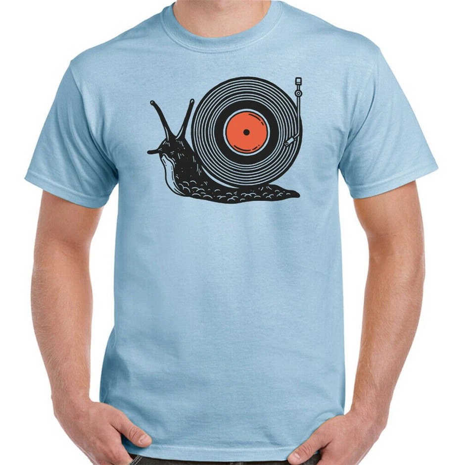 Vinyl T-Shirt Slug Mens Funny DJ DJing Decks Record Player Technics Dance Music free shipping tops Tee Shirt | Мужская одежда