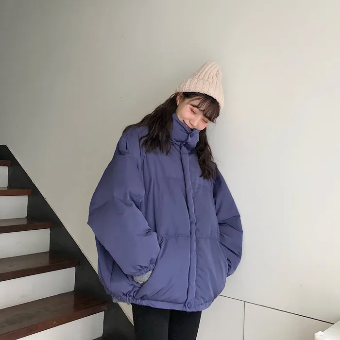 

2019 Winter Cotton-padded Clothes INS Ultra-Fire Red Loose-Fit Versatile Fashion Western Style Thick Warm Mid-length Cotton Coat