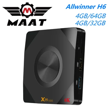 

MAAT 4GB 32GB Android 9.0 TV Box Smart Allwinner H6 X99Mini Quad Core 2.4G/5GHz Wifi USB 3.0 6K Youtube Set Top Box X99 Mini