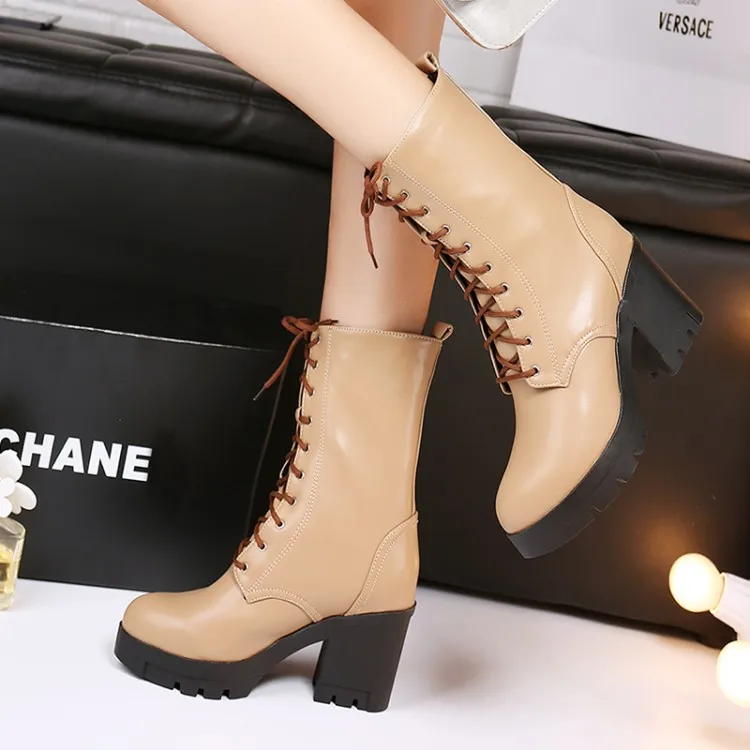

Big Size 9 10 11 12 boots women shoes ankle boots for women ladies boots shoes woman winter Solid color round head cross binding