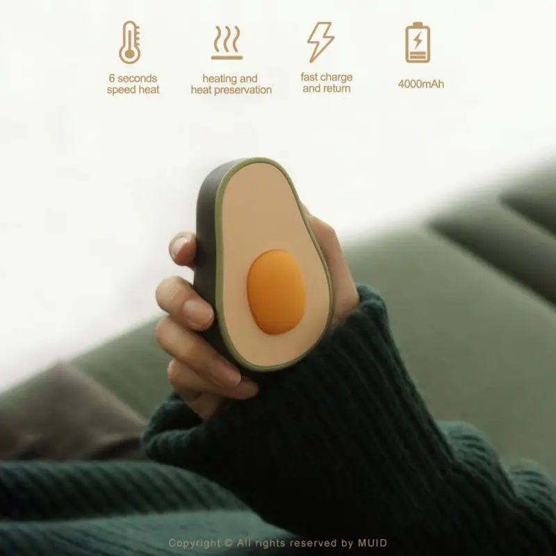 Грелка для рук, новинка, ручная грелка авокадо, USB, перезаряжаемая, портативная, быстрая зарядка, карманный грелка для рук, USB, мини, ручной нагреватель, Прямая поставка