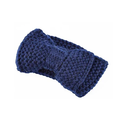 navyblue Шерстяная Вязаная повязка на голову для малышей из мягкой шерсти зимние теплые наушники для маленьких девочек и мальчиков большой обруч с бантиком аксессуары для волос - Цвет: navyblue