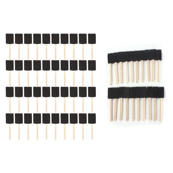

40Pcs 2 Inch Foam Sponge Wood Handle Paint Brush Set & 20 x 1 Inch (25mm) in Sponge Brushes Wooden Handle Painting Drawing Art C