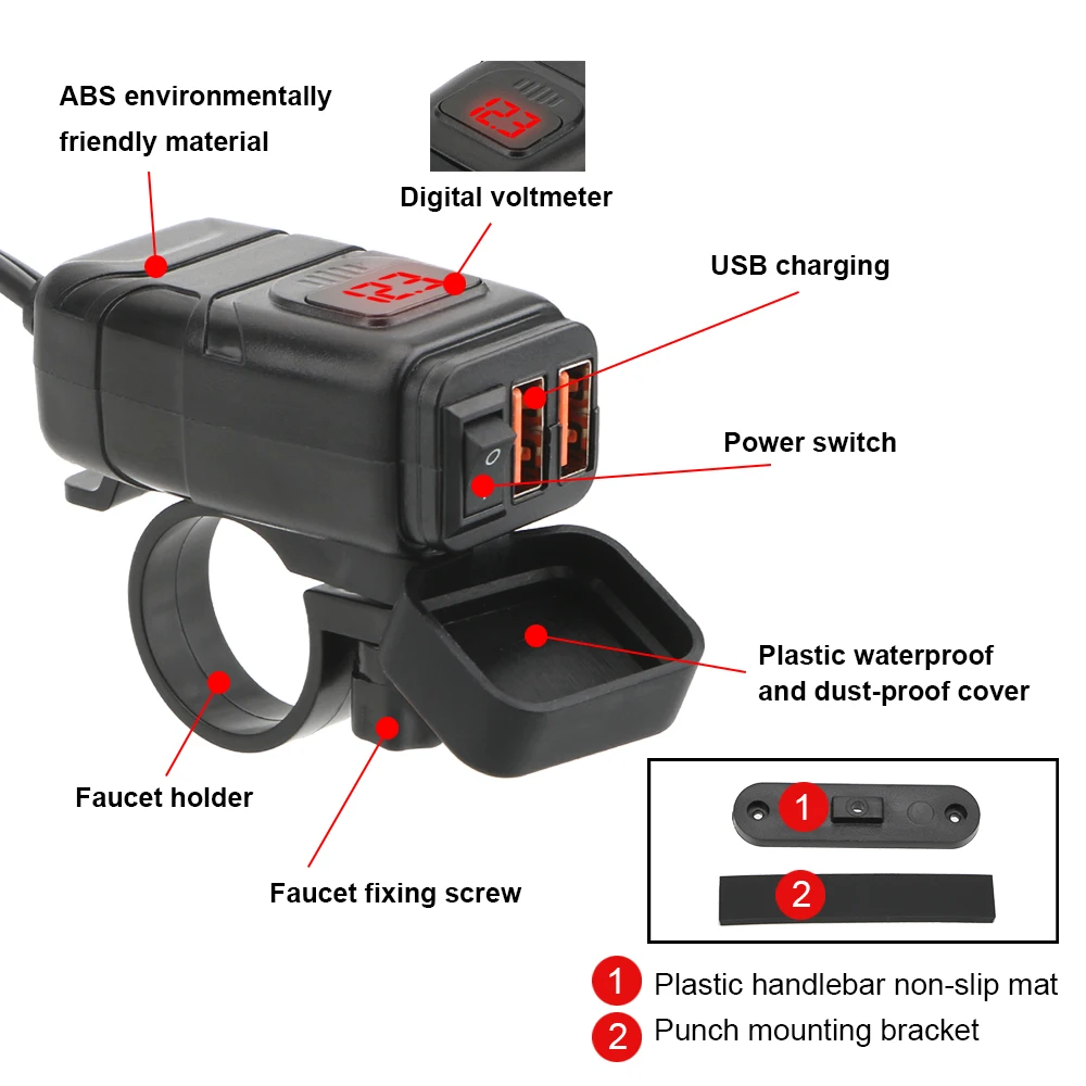LEEPEE двойное зарядное устройство USB Автомобильное для мотоцикла быстрое QC 3 0 Мото