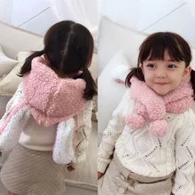 Дети девочка мальчик зима теплая шапка шарф цельный милый кролик длинное ухо флис мягкий двусторонний плюш