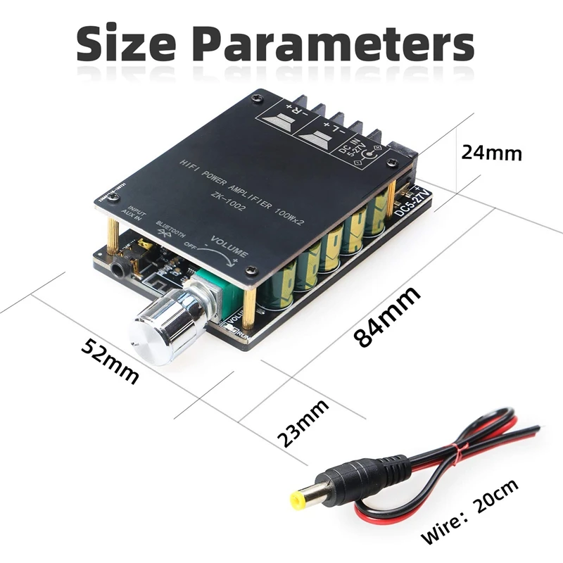 HIFI TPA3116 Bluetooth 5.0 High Power Digital Amplifier Stereo Board 100W+100W AMP Amplificador Audio Home Theater