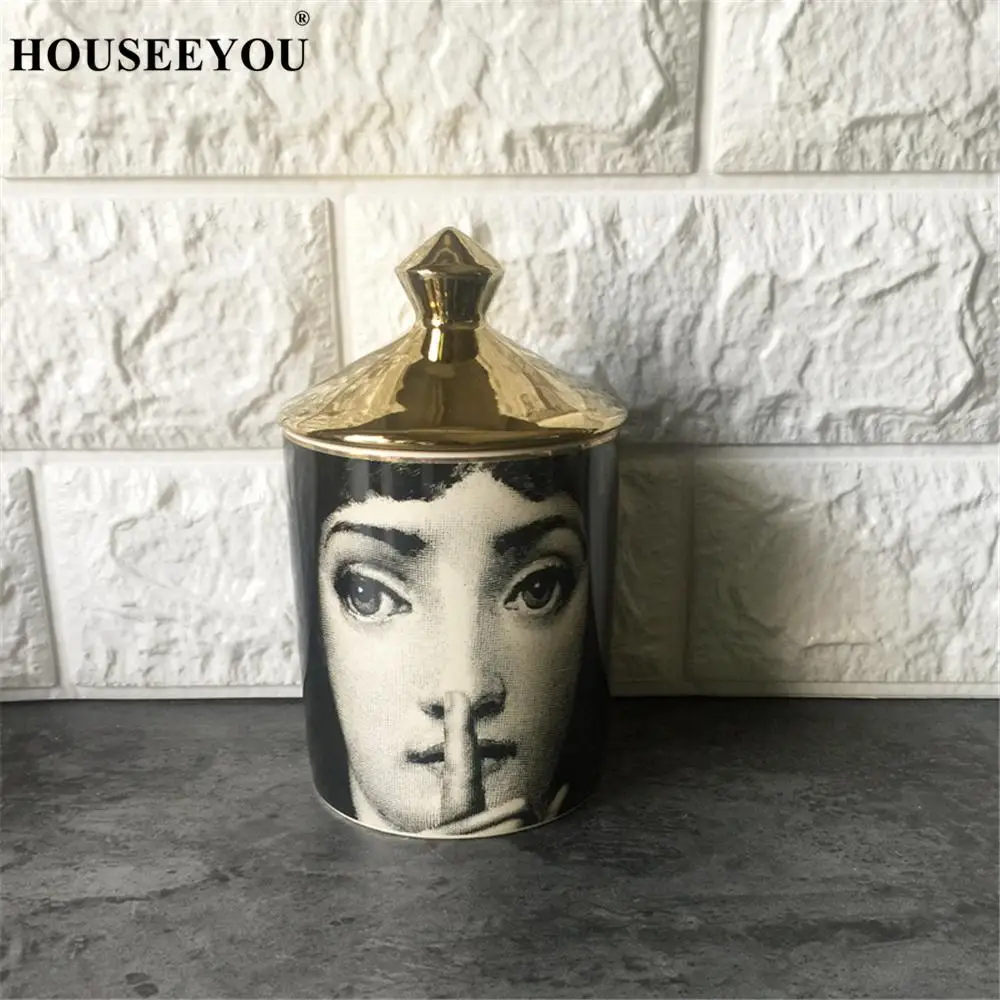 2 Подсвечник Fornasetti, ручной работы, кувшин для свечей, ретро, Lina, для хранения лица, керамический, для украшения дома, ювелирное изделие, коробка для хранения - Color: 2