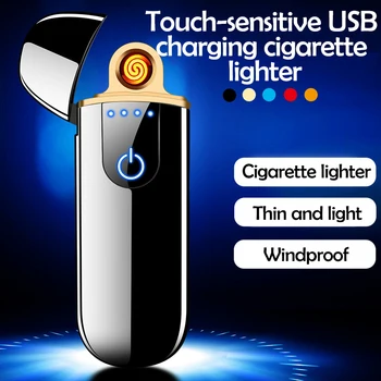 

New Touch Screen Sensor Electronic Lighter USB Rechargeable Windproof Flameless Premium Lighter Double Sides Cigarette Lighter