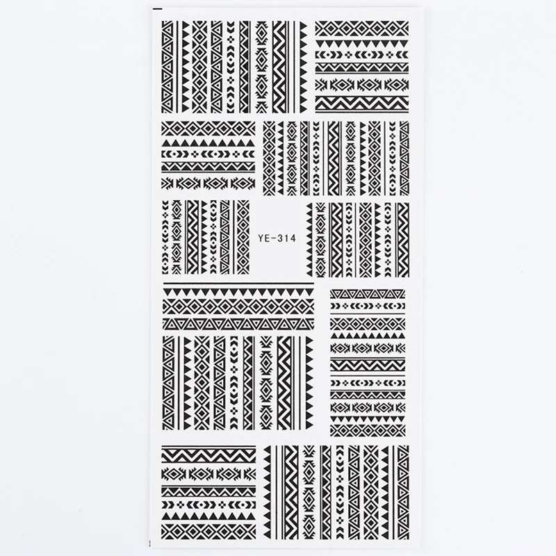 1 Sheet Nail Sticker Decals Simple Pattern Waterproof Art Letter Geometry Nail Sticker For Nail Art DIY Design Decoration - Цвет: 23