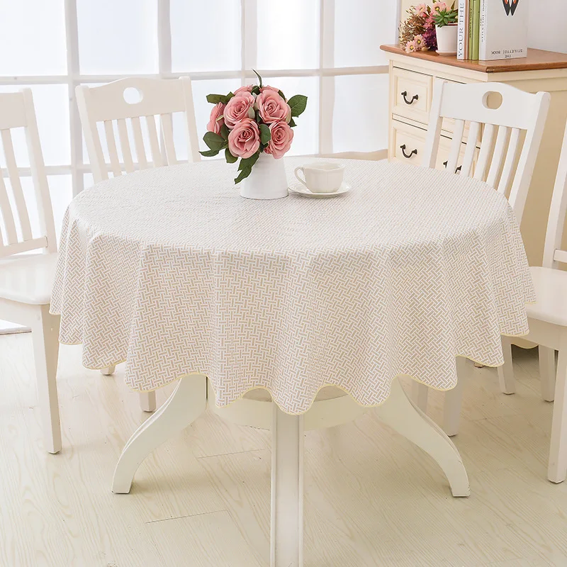  Flower Style Round Table Cloth Pastoral PVC Plastic Kitchen Tablecloth Oilproof Decorative Elegant 