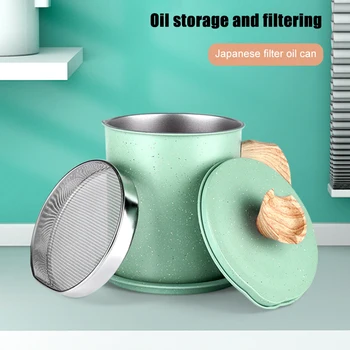 

Oil Strainer Pot Grease Can Stainless Steel Oil Storage Can Container with Fine Mesh Strainer Dust-proof lid Non-slip