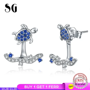 

Ocean Series 100% 925 Sterling Silver Lovely Sea Turtle Surfing Stud Earrings for Women Sterling Silver Jewelry Valentine Gift